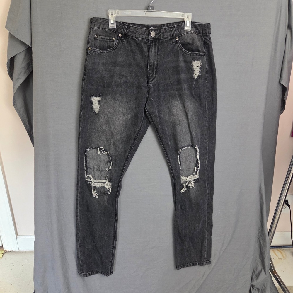 Jaywalker Mens Distressed Denim Jeans Faded Black Size 36 Grunge Streetwear